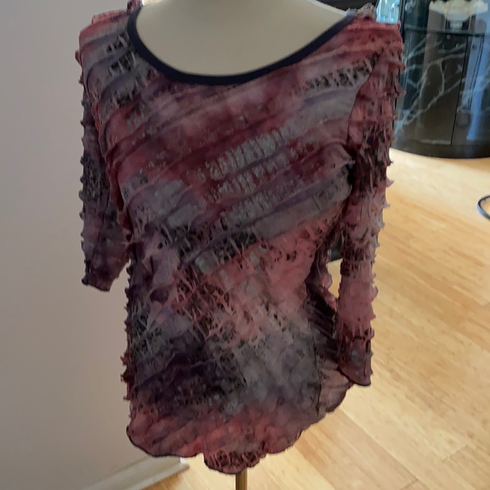 Womens pink ruffle top